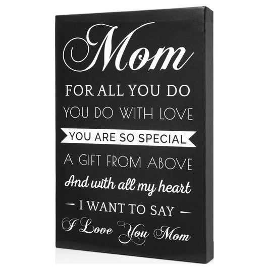 Canvas Wall Art Mom Gifts - Unique Hangable Home Decor - Perfect Birthday & Christmas Gifts from Daughter - Ideal Gifts for Women,Mom from Daughter - Hangable Home Decor - 14X8X1.5In (Black/Canvas)