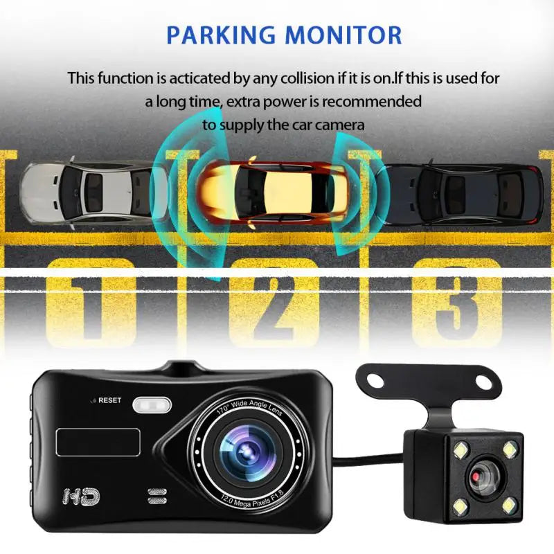 4 Inch Night Driving Recorder HD 1080P Dual-Lens Touch Screen Front and Rear Video Car Driving Recorder Car Video Dash Cam
