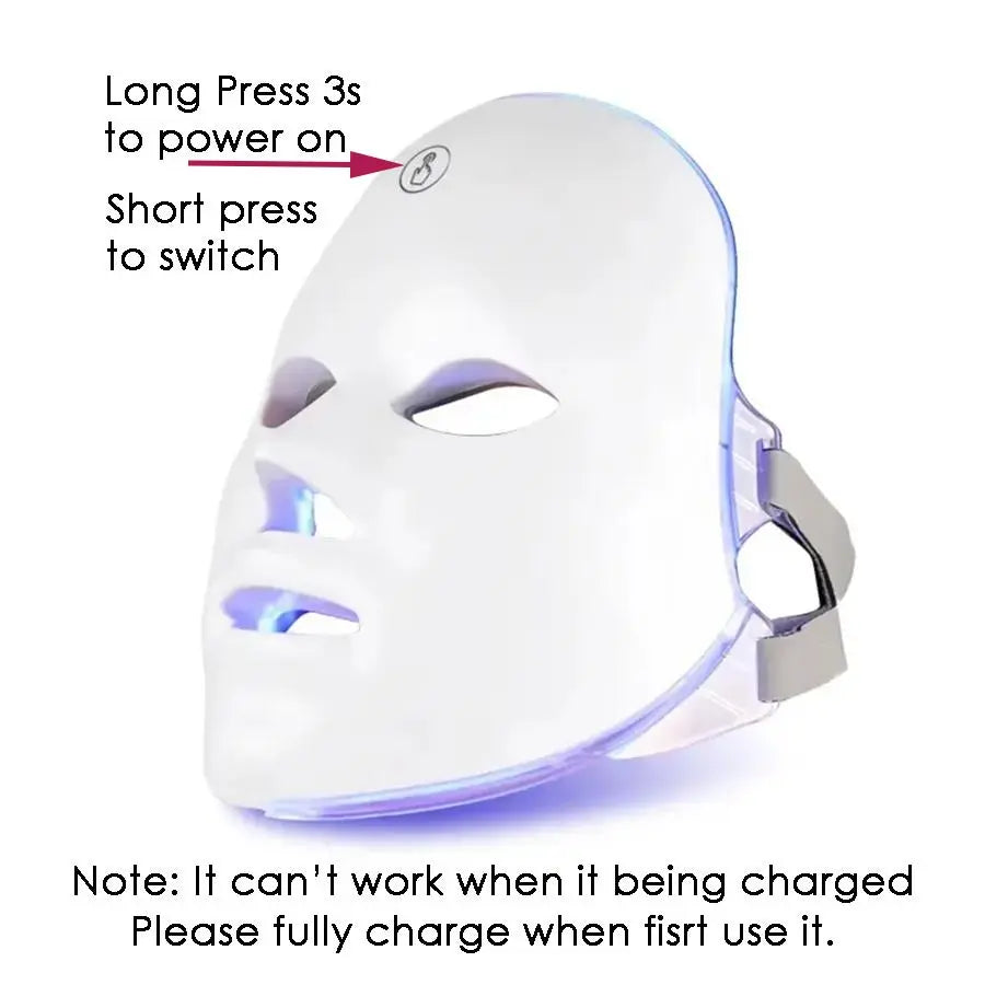1 Piece USB Rechargeable Facial Mask, 7 Color LED Beauty Mask, Comfort Skin Care Mask Facial Beauty Massagers, Ideal Gift for Women, Personal Skincare Products for Home